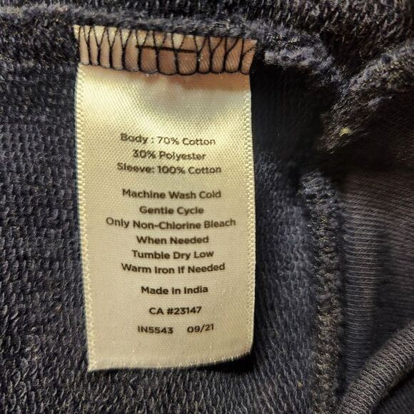 Talbots Top Woven Sleeve Crew Neck Navy Blue Striped Long Sleeve Preppy Twee L - Picture 12 of 14